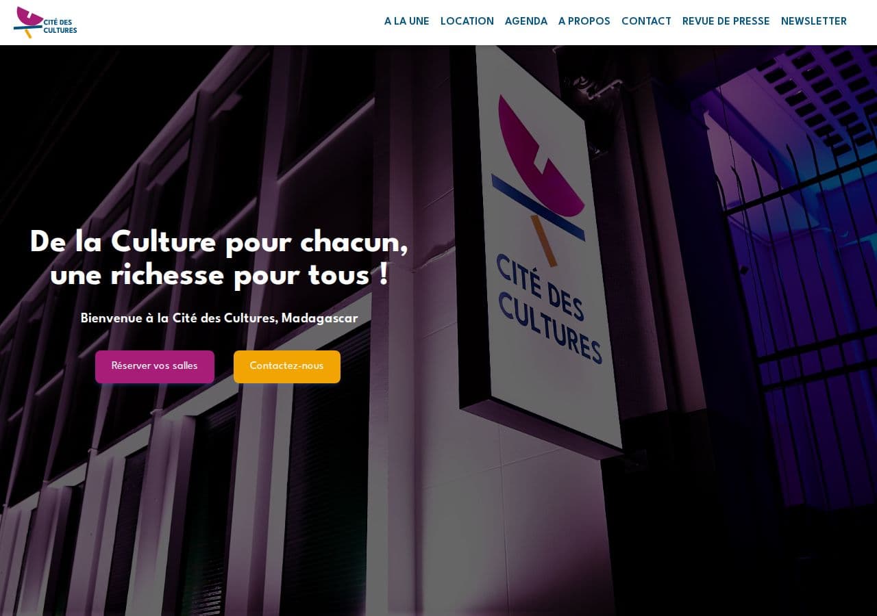 Capture d'écran du site Cité des Cultures